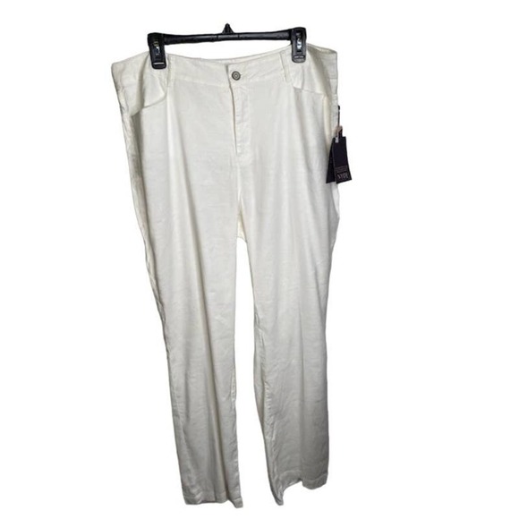 NYDJ women’s size 16 white linen blend boot cut leg business casual trouser pant - Picture 1 of 6